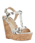 Snake-print Cork Wedge