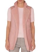 Stand-collar No-closure Reversible Suede Shearling Fur Vest
