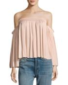 Emelyn Off-the-shoulder Pleated Top,