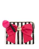 Bow And Arrow Striped Bow Pouch Bag, Fuchsia