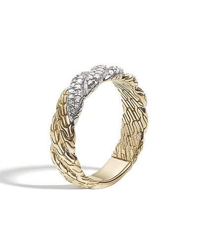 Classic Chain Twisted 18k Diamond Band Ring,