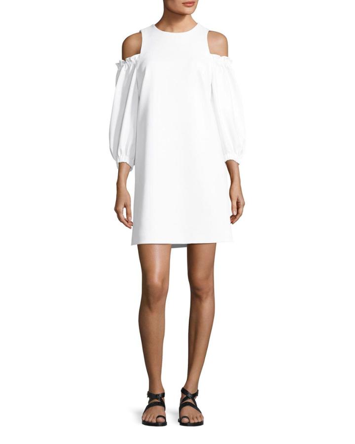 Cold-shoulder Stretch-crepe A-line Day Dress