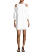 Cold-shoulder Stretch-crepe A-line Day Dress