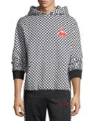 Checked Fleece Pullover Hoodie