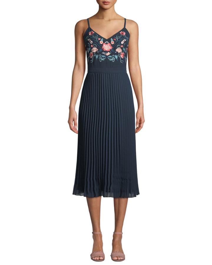 Embroidered Pleated Skirt