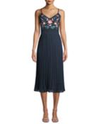 Embroidered Pleated Skirt