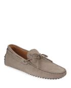 Men's Textured Nubuck Gommini Drivers, Gray
