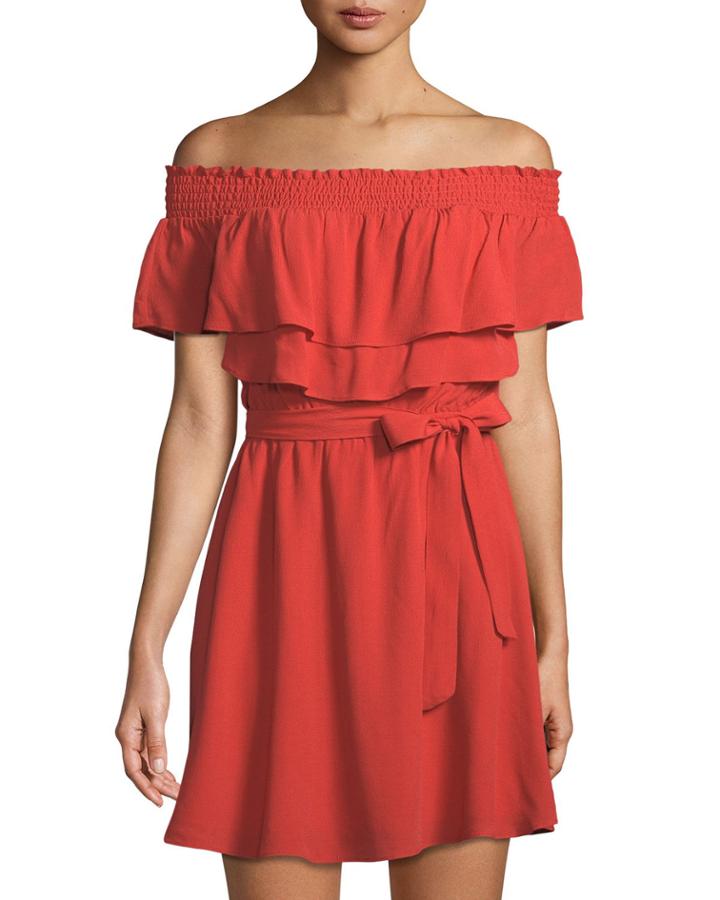 Suntime Off-the-shoulder Ruffled Dress