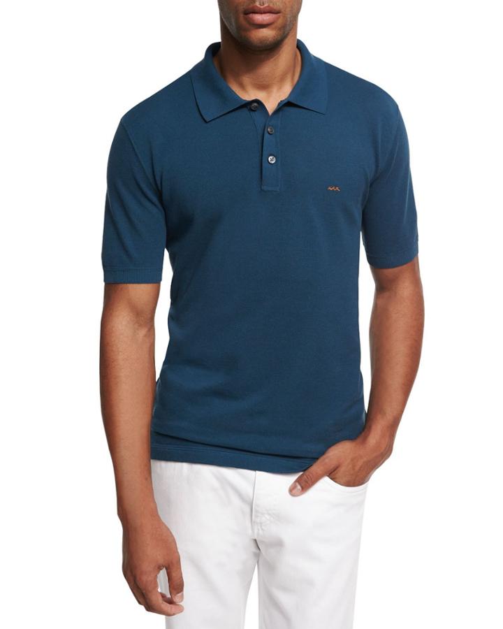 Cotton Pique Polo Shirt, Teal Blue