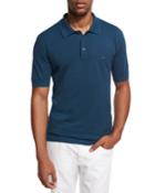 Cotton Pique Polo Shirt, Teal Blue