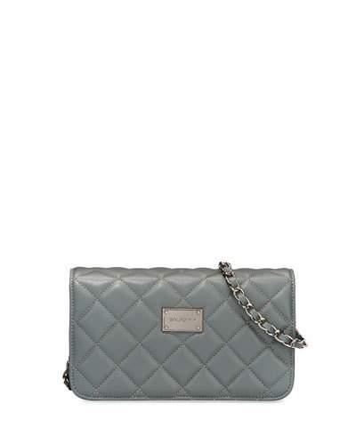Quilted Leather Crossbody Bag, Gray