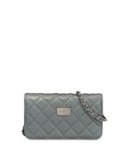 Quilted Leather Crossbody Bag, Gray