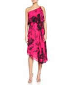 One-shoulder Printed Asymmetric Dress