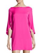 Milly Butterfly-sleeve Shift Dress, Fuchsia (pink), Women's,