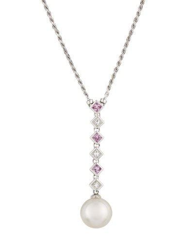 Diamond, Sapphire And Pearl Pendant Necklace