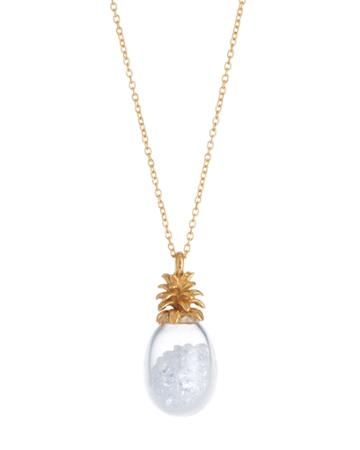 Pineapple Shaker Necklace, White Cz