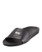 Follow Me Leather Slide Sandal, Black/silver
