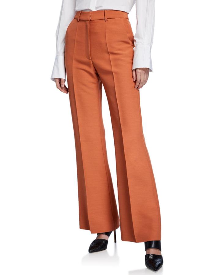 Emilio High-rise Wool Crepe Straight-leg Pants