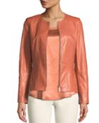 Courtney Round-neck Leather Zip Jacket