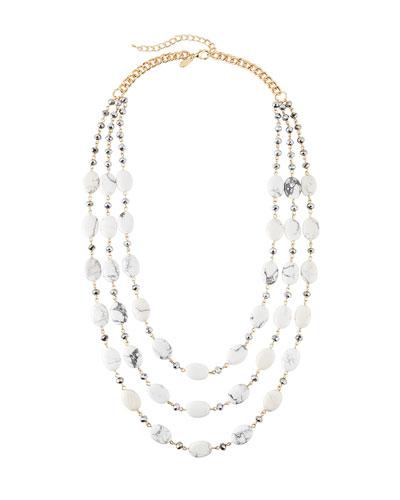 Marbled Stone Multi-strand Necklace, Ivory