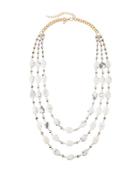 Marbled Stone Multi-strand Necklace, Ivory