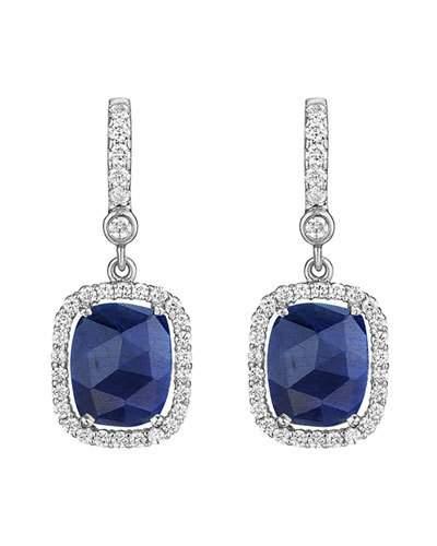 18k White Gold Diamond & Sapphire Drop Earrings