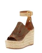 Tooled Leather Wedge Espadrille