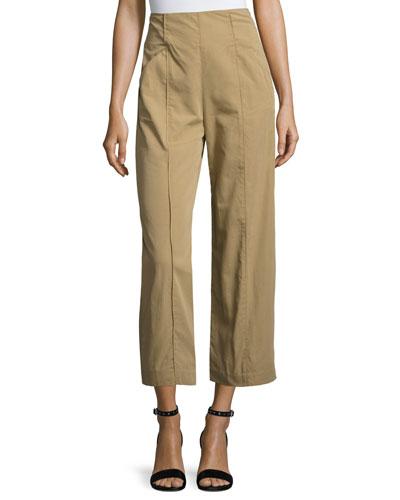 Marley Cropped High-rise Wide-leg Chino Pants, Brown