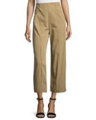 Marley Cropped High-rise Wide-leg Chino Pants, Brown