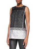 Erica Sleeveless Mixed Media Blouse, Black