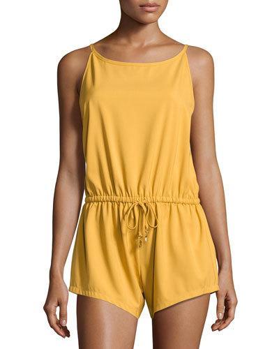 Fools Gold Crepe Romper, Yellow