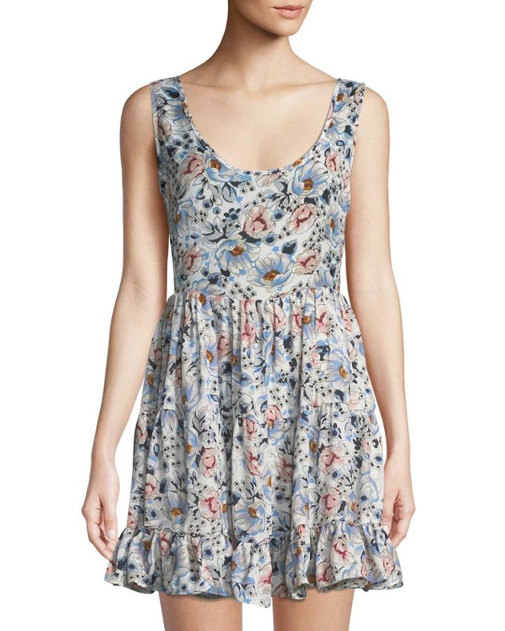 Floral Crisscross-back Fit-and-flare Dress