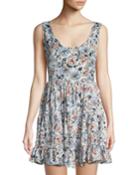 Floral Crisscross-back Fit-and-flare Dress