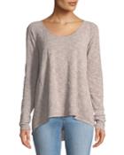Long-raglan-sleeve Crinkled Top