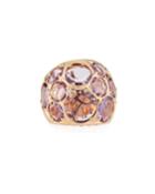 18k Rose Gold Wide Amethyst & Pink Sapphire Ring,