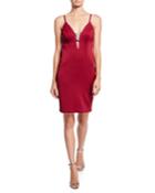 V-neck Open-back Sleeveless Bodycon Dress W/ Jewel Insets