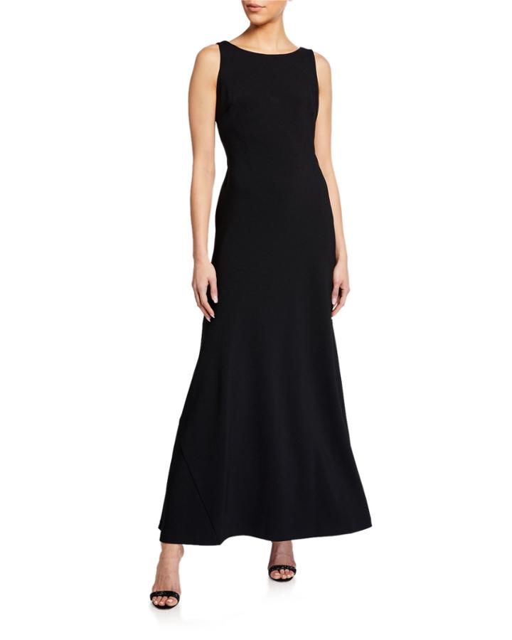 Crepe Drape Back Gown With Contrast