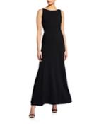 Crepe Drape Back Gown With Contrast