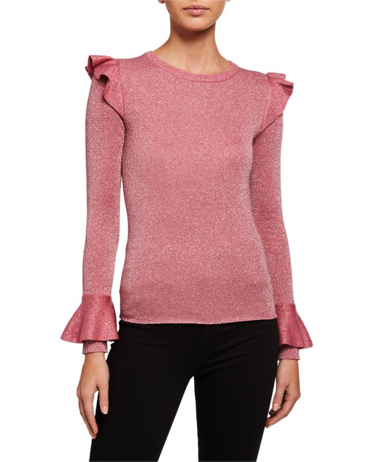 Mittie Metallic Ruffle-sleeve