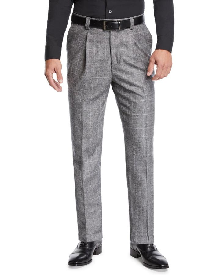 Men's Leisure Fit Single-pleat Check Pants