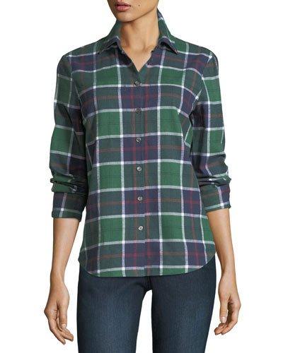 Cotton Plaid Button-front