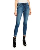 Mid-rise Skinny Ankle Raw Edge Jeans