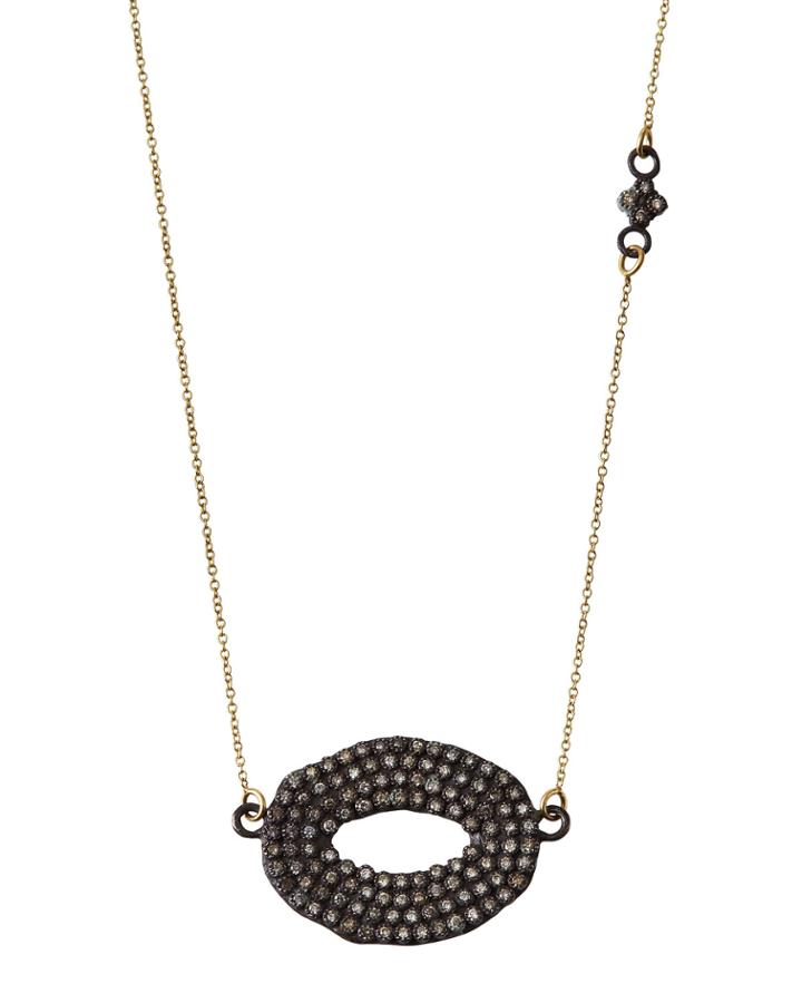 Old World Diamond Pave Open Oval Necklace