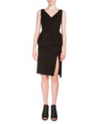 Sleeveless V-neck Peplum Dress, Black