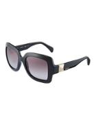 Rockstud Square Plastic Sunglasses, Black