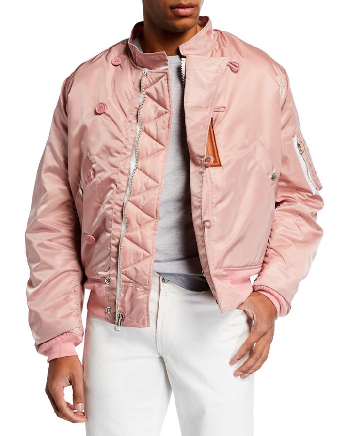 Men's Satin Zip-front Flight Jacket