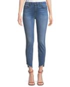 Skinny Ankle Jeans W/ Angled Raw-edges