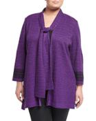 Neck-tie Knit Jacket, Purple/black,