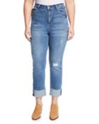 High-rise Distressed Rolled Jeans,