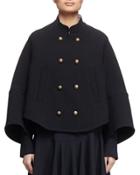 Mandarin-collar Double-breasted Topper Coat